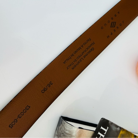 JOSEPH ABBOUD Belt Genuine Leather Gunmetal Buckle Handcrafted In Italy - Picture 13 of 15